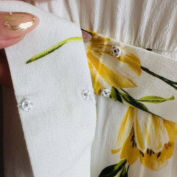 French Connection Cream Floral Belted High-Low Dress Size 6 NWOT - Picture 11 of 13